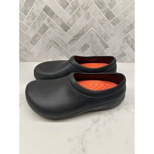 CROCS Black Clogs with Orange Insoles